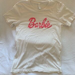 Barbie Women’s White T-Shirt With Pink Barbie Logo Size Medium